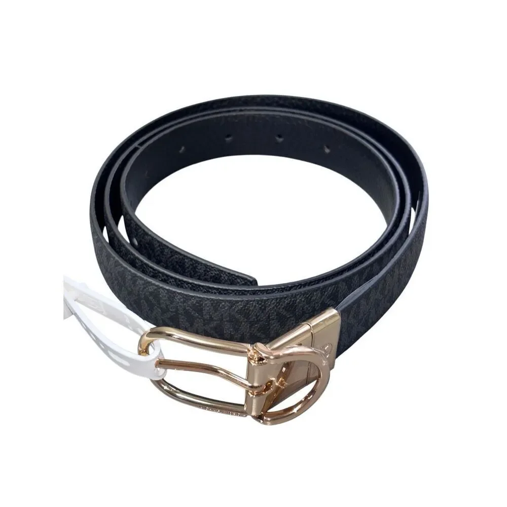 Michael Kors twist Reversible leather Belt black logo XXL new